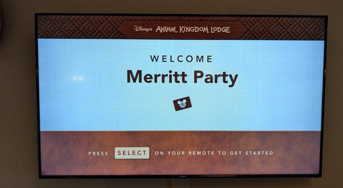 Disneys Animal Kingdom Lodge guest room TV welcome Disneys Animal Kingdom Lodge guest room TV welcome
