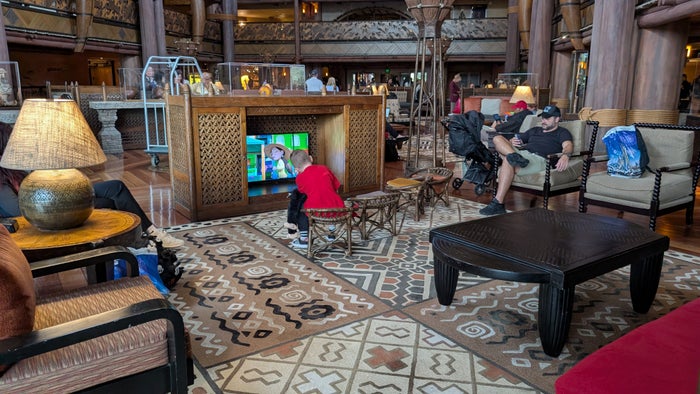 Disneys Animal Kingdom Lodge lobby TV seating Disneys Animal Kingdom Lodge lobby TV seating