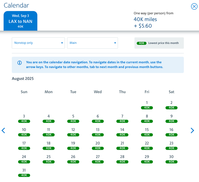 Fiji Award Availability AA Economy