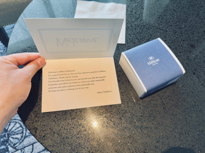 Hilton Yokohama room welcome letter