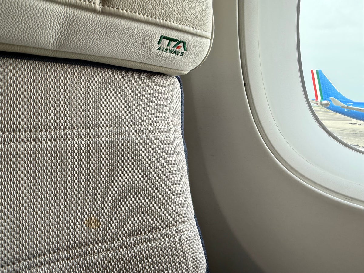 ITA Airways Airbus A350 premium economy stained seats