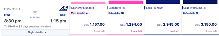 Icelandair Southwest stopover itinerary