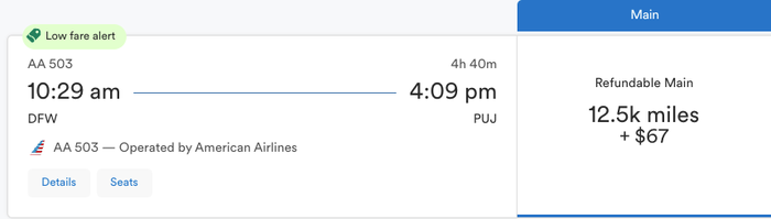 PUJ Alaska Award Flight