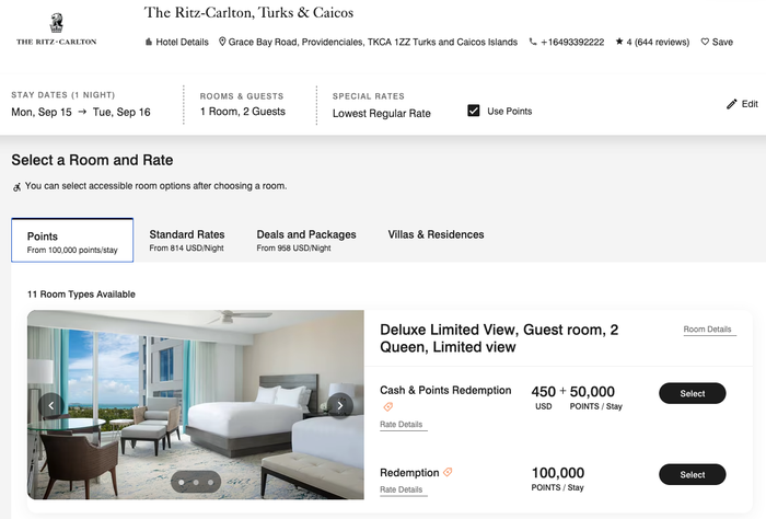 Ritz Carlton Turk Caicos Bonvoy points award Ritz Carlton Turk Caicos Bonvoy points award