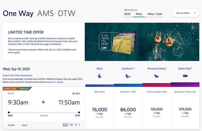 Screenshot 2025 03 18 at 4.29.00 PM DL SkyMiles AMS-DTW redemption