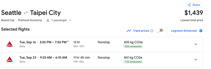 Seattle to Taipei on DL Seattle to Taipei on DL price