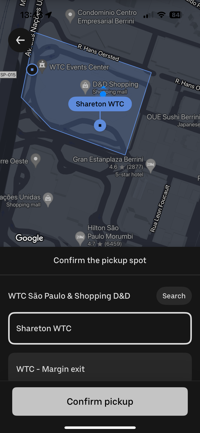 Sheraton Sao Paulo WTC Hotel Uber info