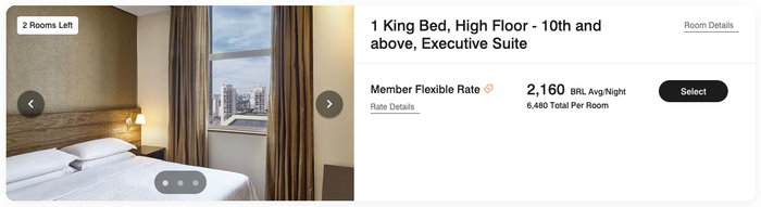 Sheraton Sao Paulo WTC Hotel executive suite cash rate