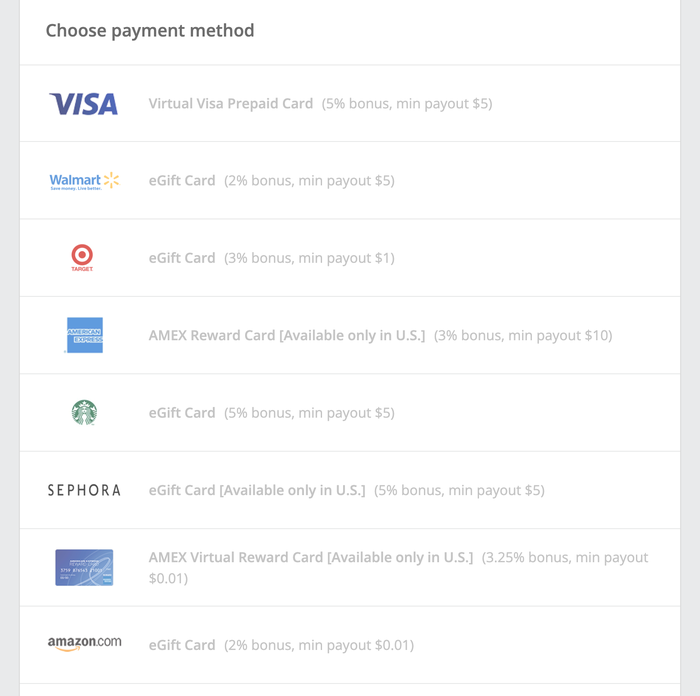 TopCashBack Payout Options