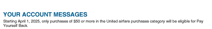 United Explorer Pay Yourself Back change message