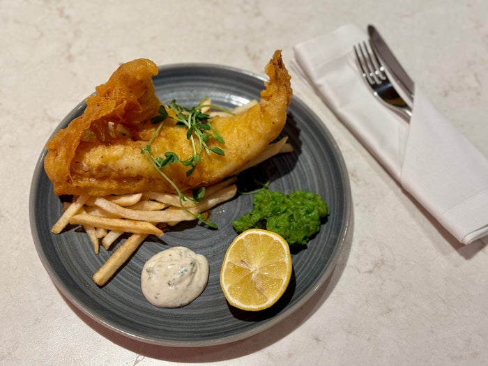 Virgin Atlantic Clubhouse FnB fish and chips