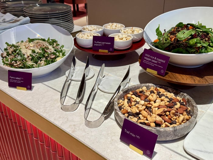 Virgin Atlantic Clubhouse LAX FnB deli salads and nuts
