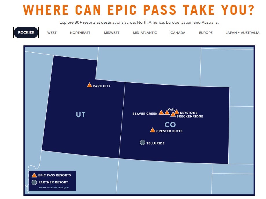 epic pass rockies map