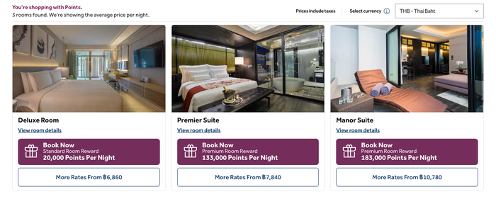 AMANOR Chiang Mai room points options AMANOR Chiang Mai room points options