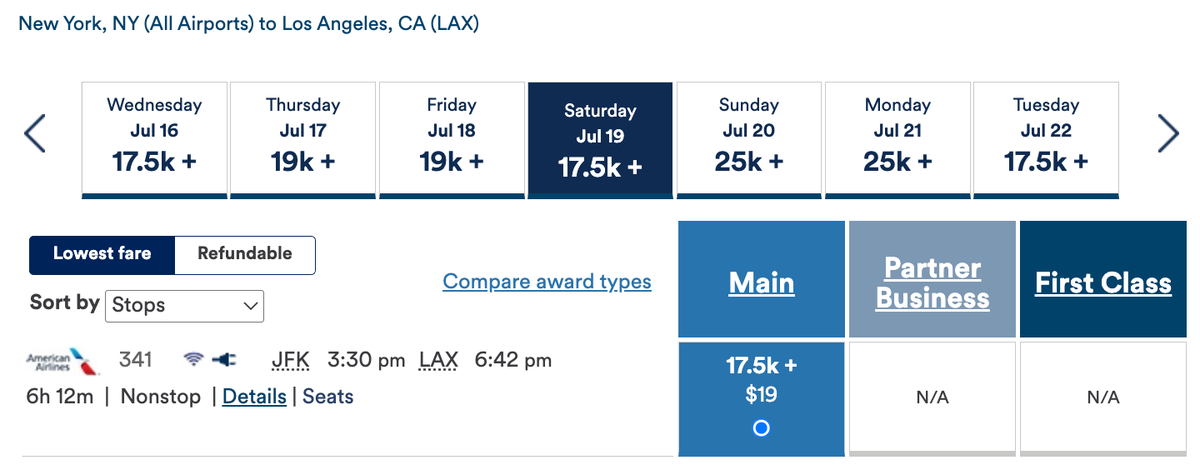 Alaska Miles redemption NYC to LAX
