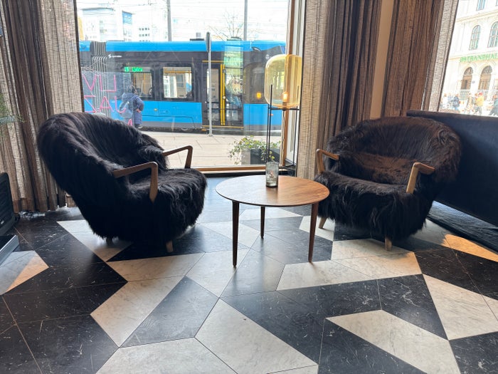 Amerikalinjen lobby furry chairs Amerikalinjen lobby furry chairs
