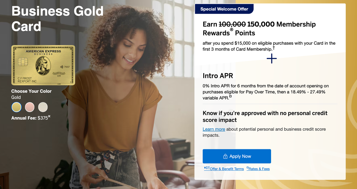 Amex Biz Gold 150k April 14 2025