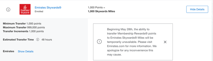 Amex Emirates Unavailability Amex Emirates Unavailability