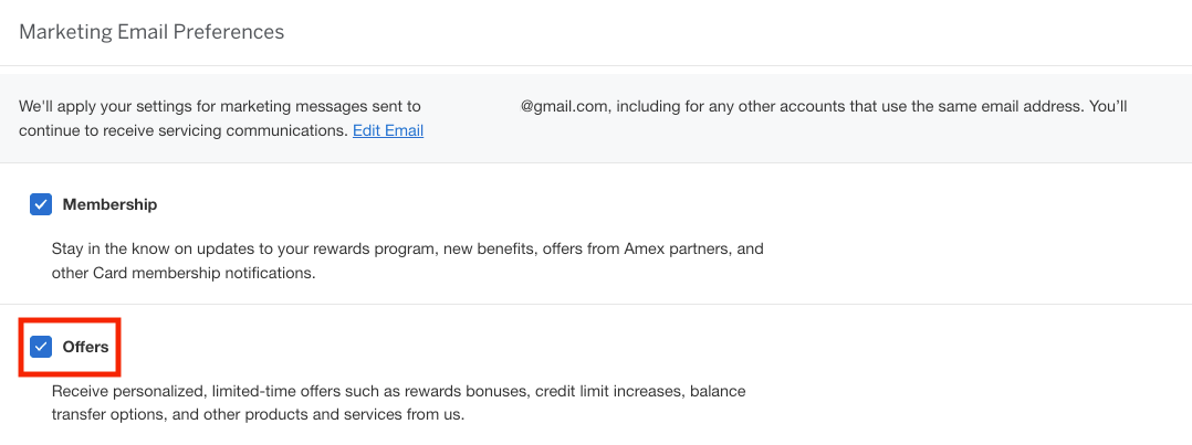 Amex offers via email enrollment