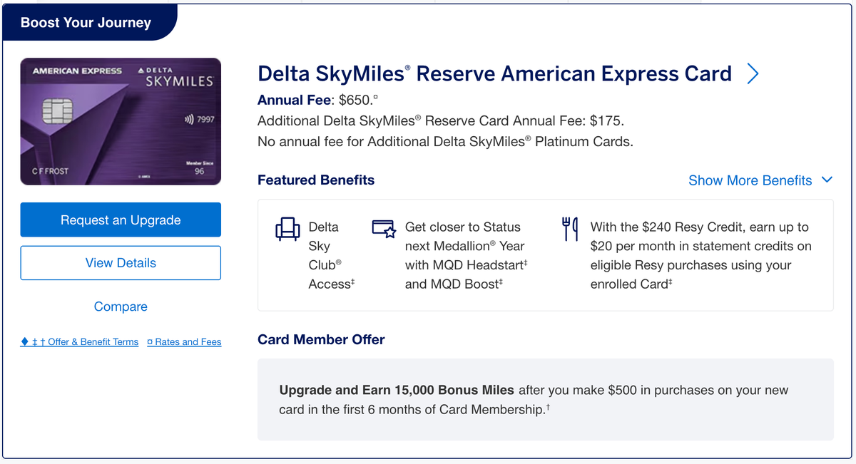 Amex upgrade offer Delta Platinum to Reserve