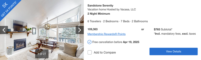 AmexTravel.com 5k Vacation Rental