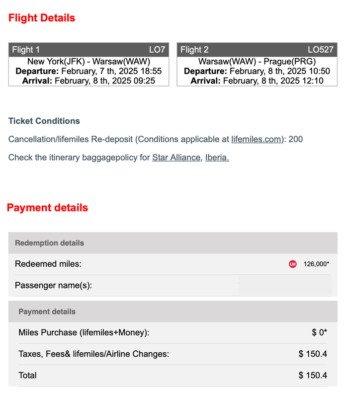 Avianca LifeMiles Confirmation With Flight Info Avianca LifeMiles Confirmation With Flight Info