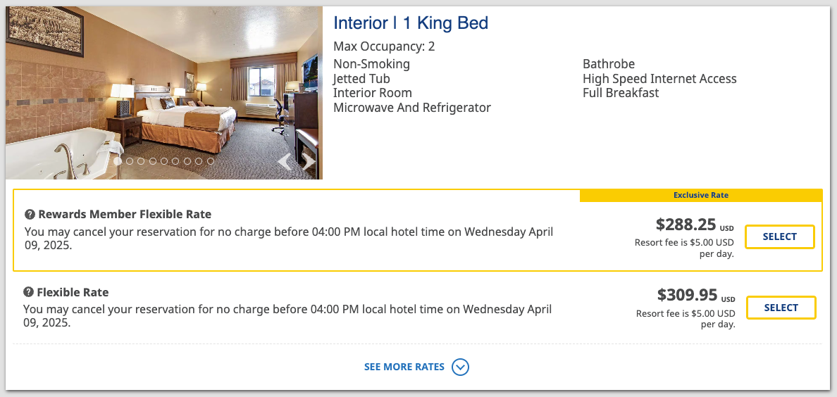 Best Western Plus Rubys Inn 1 king cost