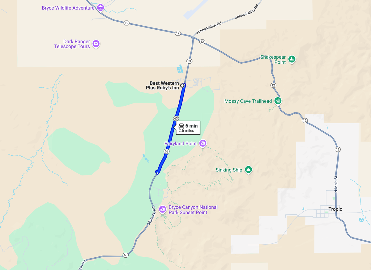 Best Western Plus Rubys Inn location