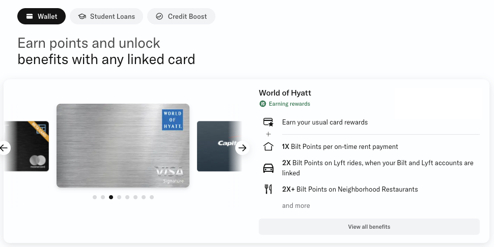 Cards in Bilt Wallet