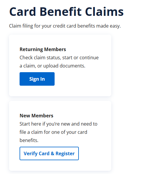 Chase Benefits Administrator sign in or verify card