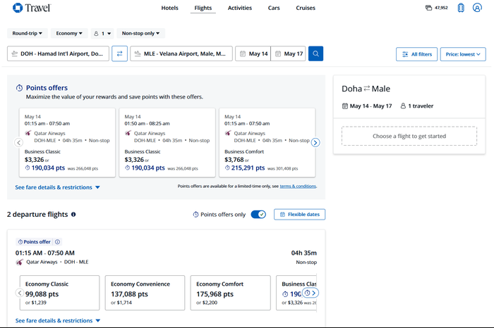 Chase Travel points boost Maldives flights 1.75 cents Chase Travel points boost Maldives flights 1.75 cents