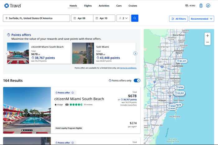 Chase Travel points boost Miami hotels map 1.75 cents Chase Travel points boost Miami hotels map 1.75 cents
