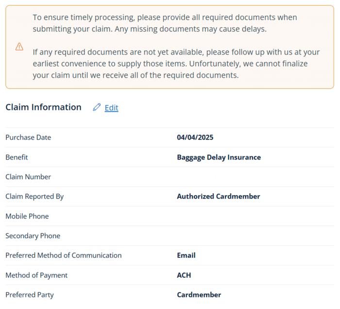 Chase claims dashboard baggage delay claim confirmation Chase claims dashboard baggage delay claim confirmation