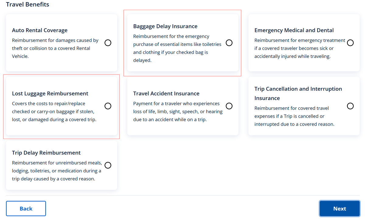 Chase claims dashboard claim type selection