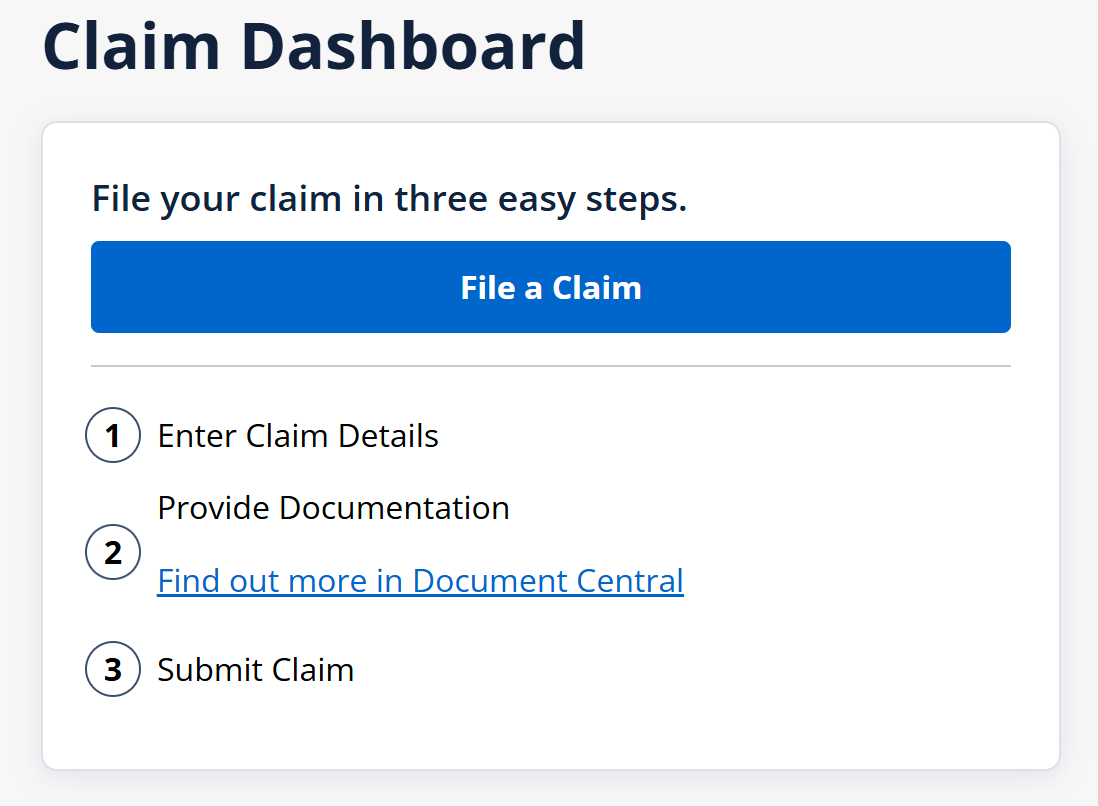 Chase claims dashboard file a claim