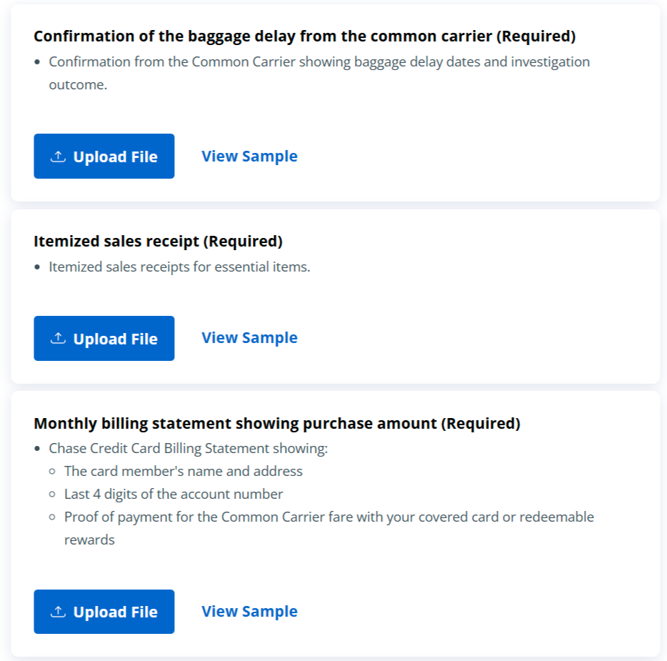 Chase claims dashboard file upload