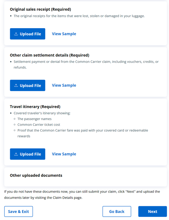 Chase claims dashboard lost luggage claim document upload continued Chase claims dashboard lost luggage claim document upload continued