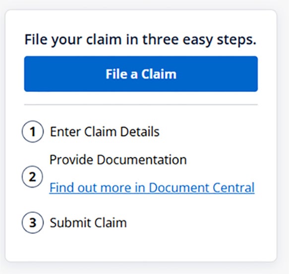 Chase Card Benefits file a claim button Chase trip delay claim