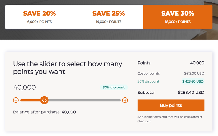 Choice points purchase for Amerikalinjen Choice points purchase for Amerikalinjen