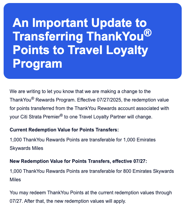 Citi Emirates transfer ratio