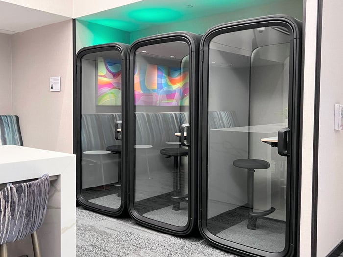 Delta Sky Club ATL phone booth pods Delta Sky Club ATL phone booth pods