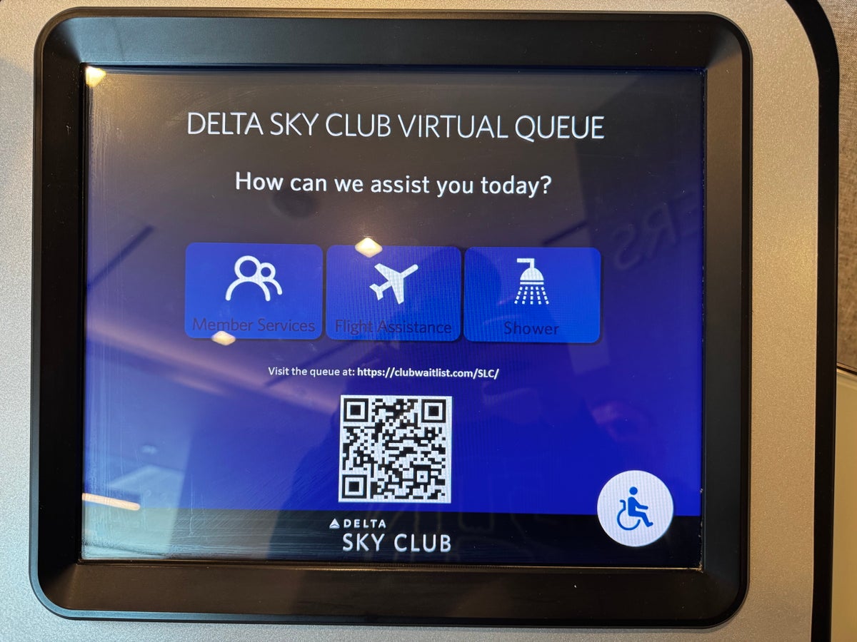 Delta Sky Club SLC Concourse A virtual queue showers