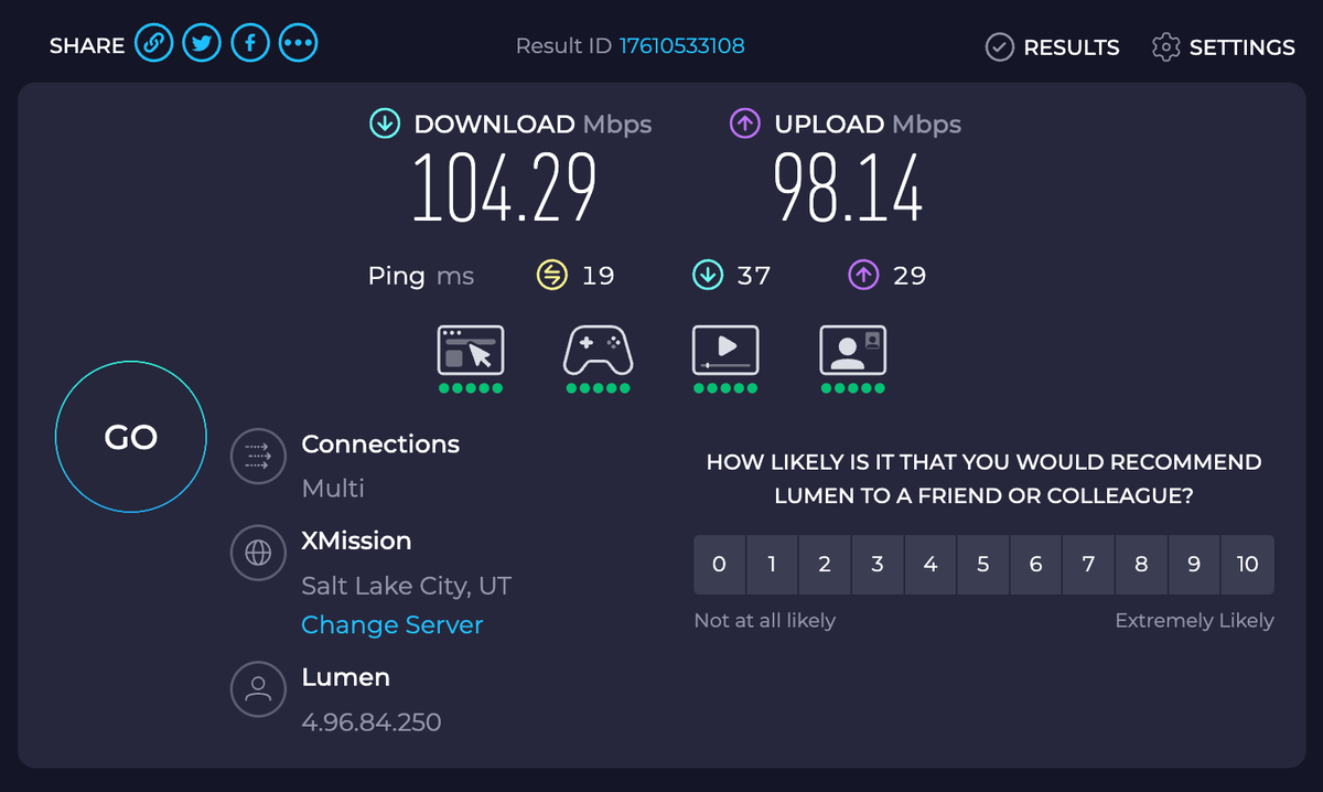 Delta SkyClub SLC speed test