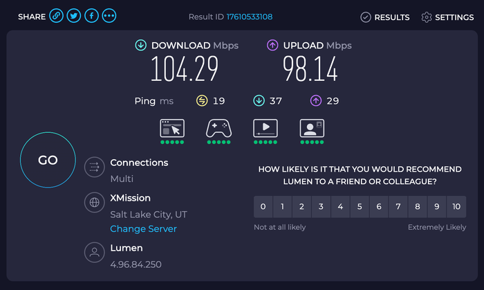 Delta SkyClub SLC speed test