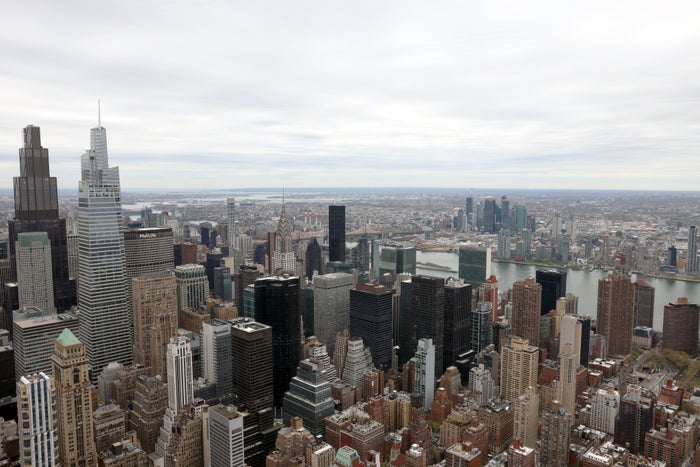 Empire State Building to Chrysler Building northeast view 86th floor NYC