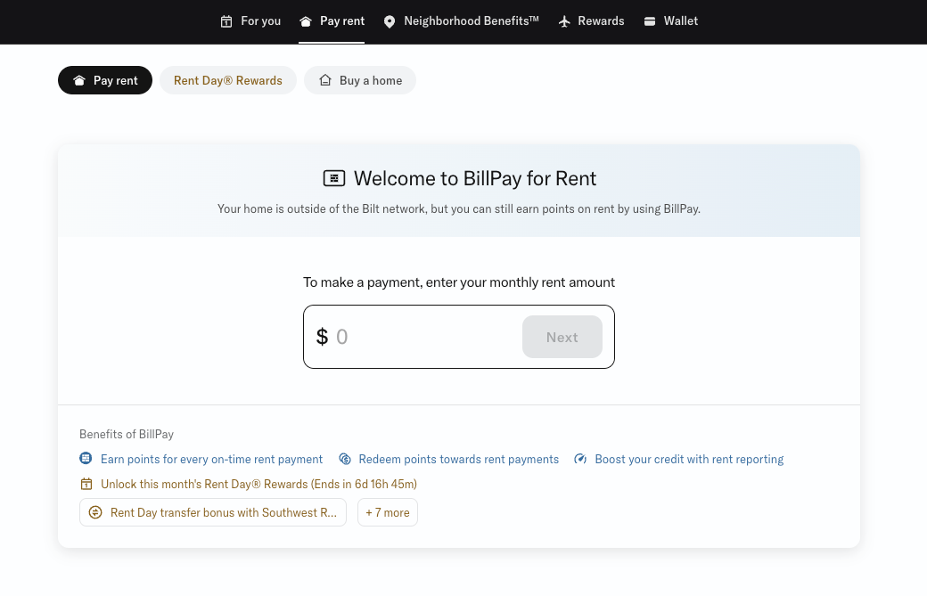 Entering Rent Amount Bilt Rent