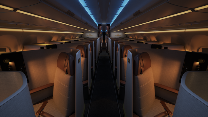Etihad A321LR business class cabin