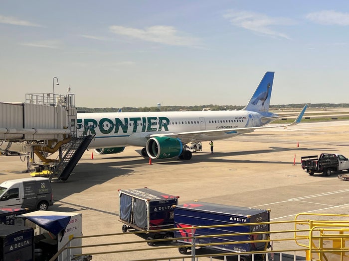 Frontier Airlines plane in Atlanta Frontier Airlines plane in Atlanta