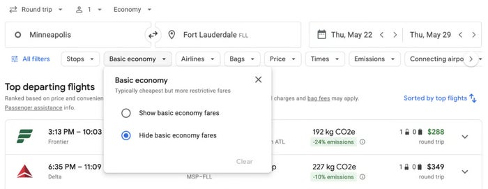 Google Flights No Basic Economy Filter Bar Google Flights No Basic Economy Filter Bar