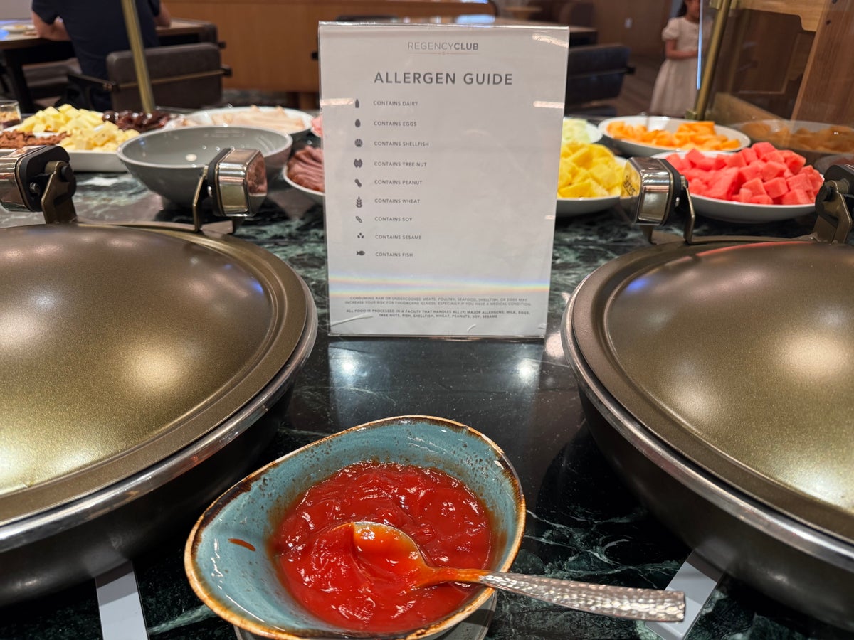 Hyatt Regency Irvine Regency Club lounge allergen signs
